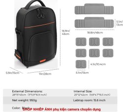 thumbnail Balo K&F concept Backpack KF13.205 Nature Wander 05 Black 18L - 7