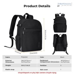 thumbnail Balo K&F concept Backpack KF13.223 Nature Wander 12 Black 13L - 4