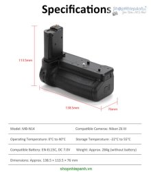 thumbnail Battery Grip Kingma MB-N14 for nikon Z6III Z63 Z5II Z52 - 7