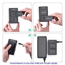 thumbnail Bộ 2 pin và sạc kép RAVpower for Canon LP-E12 eos M M2 M10 M50 M100 sx70hs - 0