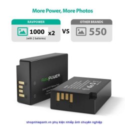thumbnail Bộ 2 pin và sạc kép RAVpower for Canon LP-E17 EOS R10, R100, R50, R7, R8. RP, Rebel T8i, T7i, T6i, T6s, SL2, SL3, EOS M3, M5, M6 Mark II, 77D, 200D, 750D, 760D, 800D, 8000D - 4