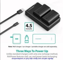 thumbnail Bộ 2 pin và sạc kép RAVpower for Canon LP-E6 5D IV 5DS 5DR 6DII 70D 80D 90D - 0