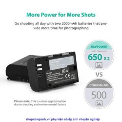 thumbnail Bộ 2 pin và sạc kép RAVpower for Canon LP-E6 5D IV 5DS 5DR 6DII 70D 80D 90D - 1