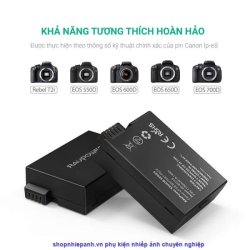 thumbnail Bộ 2 pin và sạc kép RAVpower for Canon LP-E8 550D 600D 650D 700D T2i T3i T4i T5i - 1