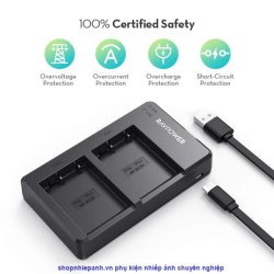 thumbnail Bộ 2 pin và sạc kép RAVpower for Fujifilm NP-W126S X-A X-E X-H X-T X-M X-Pro series - 4