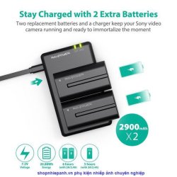 thumbnail Bộ 2 pin F550 và sạc kép RAVpower for Sony F-series F970 F770 F550 - 1