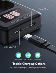 thumbnail Bộ 2 pin và sạc kép RAVpowerfor Sony FW50 A6000 A6100 A6300 A6400 A6500 A7II A7SII A7RII A7 NEX - 3