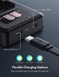 thumbnail Bộ 2 pin và sạc kép RAVpower for Sony NP-BX1 (1000mah) - 1