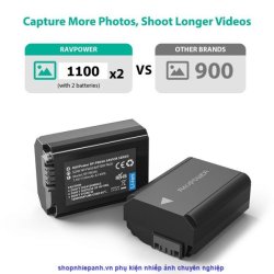 thumbnail Bộ 2 pin và sạc LCD RAVpower for Sony FW50 A6000 A6100 A6300 A6400 A6500 A7II A7SII A7RII A7 NEX - 2