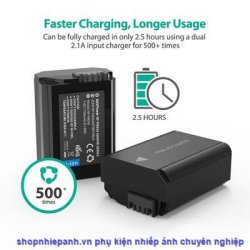 thumbnail Bộ 2 pin và sạc LCD RAVpower for Sony FW50 A6000 A6100 A6300 A6400 A6500 A7II A7SII A7RII A7 NEX - 1