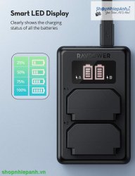 thumbnail Bộ 2 pin và sạc LCD RAVpower for Sony FZ100 A9 A9ii A7iii A7Riii A7Siii A7IV A7V a6600 - 1