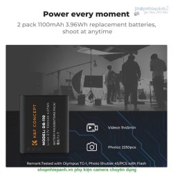 thumbnail Combo 2 pin 1 sạc K&F concept DB-110 Ricoh GR III, GR III HDF, GR IIIx HDF, GR IIIX, WG-6  Olympus TG7/6/5/4 (Li-90B/Li-92B) - 0