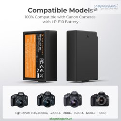 thumbnail Combo 2 pin 1 sạc K&F concept for Canon LP-E10 1200mah Rebel T5, T3, T6, T7, T100,  Kiss X70, X50 1100D, 1200D, 1300D, 1500D, 2000D, 3000D, 4000D - 1