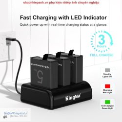 thumbnail Combo 2 pin 1 sạc Kingma LCD BM068 for Osmo action 5 Pro /4/3 - 3