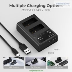 thumbnail Combo 2 pin và 1 sạc đôi K&F concept LP-E6P 2400mah for canon LP-E6 E6N E6NH và eos R5 R5II R6 R6II R7 - 1