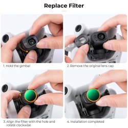 thumbnail Combo Filter K&F concept Kit for DJI Mini 4 Pro Pack CPL+UV+ND2-32 (1-5 Stops)+ND32-512 (5-9 Stops) AGC Japanese 28 layers Glass (sku.2083) - 5