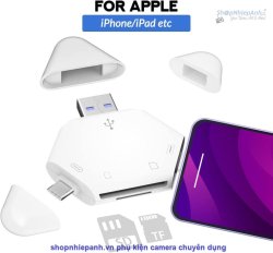 thumbnail Đầu đọc thẻ đa năng OTG 3 in 1  (USB-A, USB-C, Lightning) - 4