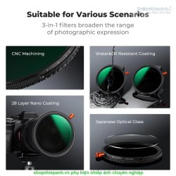 thumbnail Filter K&F concept 3in1 Nano-X ND2-32 + CPL +Black Mist Diffusion 1/4 + CPL Multi-Layer Coatings Japanese AGC Glass 52mm (KF01.2921V2) - 4