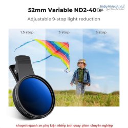 thumbnail Filter K&F concept ND2-400 (1-9 stops) 52mm for smartphone tablet - 1