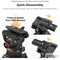 thumbnail Fluid Head Tripod Video K&F Concept BV60 Professional version (KF31.126) - 2