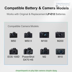 thumbnail Hộp Sạc đôi Kingma sạc nhanh for Canon LP-E12 Canon M50 M50II M100 M200 EOS100D SX70HS kiểu dáng retro camera (Brown) - 2