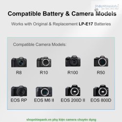 thumbnail Hộp Sạc đôi Kingma sạc nhanh for Canon LP-E17 EOS R50 R8 R100 200D 250D 800D M6II  kiểu dáng retro camera (Black) - 4