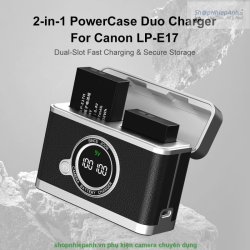 thumbnail Hộp Sạc đôi Kingma sạc nhanh for Canon LP-E17 EOS R50 R8 R100 200D 250D 800D M6II kiểu dáng retro camera (Brown) - 3