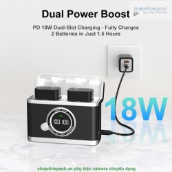 thumbnail Hộp Sạc đôi Kingma sạc nhanh for Canon LP-E17 EOS R50 R8 R100 200D 250D 800D M6II kiểu dáng retro camera (Brown) - 1