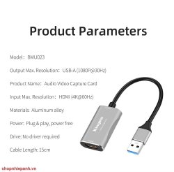 thumbnail KingMa HDMI to USB-A 3.0 Video Capture Card 4K - 5