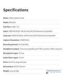 thumbnail Kingma video capture card BMU036 - 10