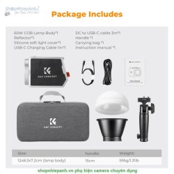 thumbnail Led K&F concept  PL-60B 60W COB 4500mAh Type-C PD Fast Charging 12 Light Effects 2700K-6500K - 4