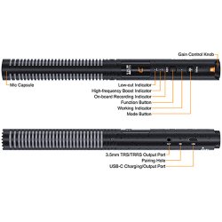 thumbnail Micro thu âm không dây bản đôi Comica CVM-VM40 48kHz 32Bit Float Recording Super Cardioid Condenser Wireless Shotgun Microphone - 6