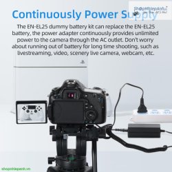 thumbnail Pin ảo Kingma Dummy battery for Nikon EN-EL25 nguồn cắm điện 220v - 2