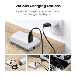 thumbnail Pin K&F concept LP-E6NH 2600mah sạc trực tiếp type C fast charging for Canon EOS 90D, 80D, 70D, 5D, Mark II III IV 5DS 6D 6D Mark II R5 R6 R6 II R7 - 5