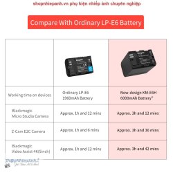 thumbnail Pin Kingma KM-E6H 6000mah for Z cam E2C / Blackmagic micro / Blackmagic video assist 4K - 4