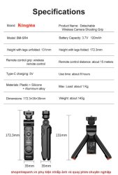 thumbnail Tay cầm chống rung kèm remote không dây Kingma BM-SR4 for Sony Canon Nikon - 9