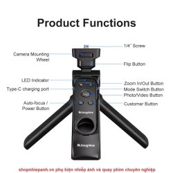 thumbnail Tay cầm chống rung kèm remote không dây Kingma BM-SR4 for Sony Canon Nikon - 6